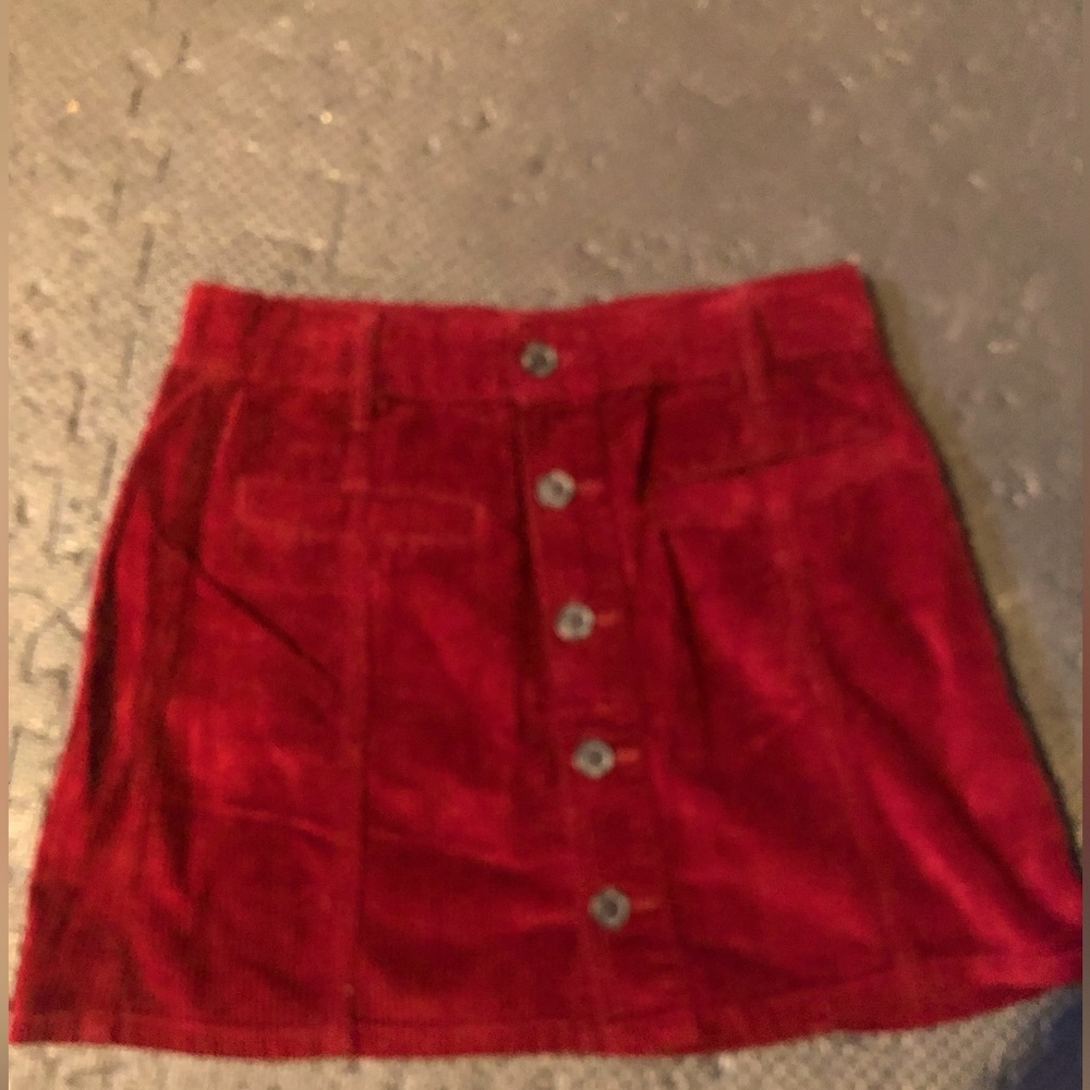 Deep red corduroy mini skirt